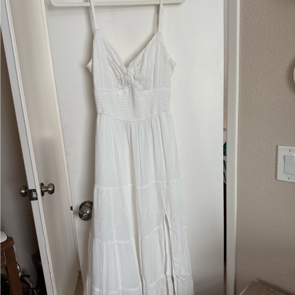 Hollister White Sleeveless Spaghetti Strap Sundress Maxi